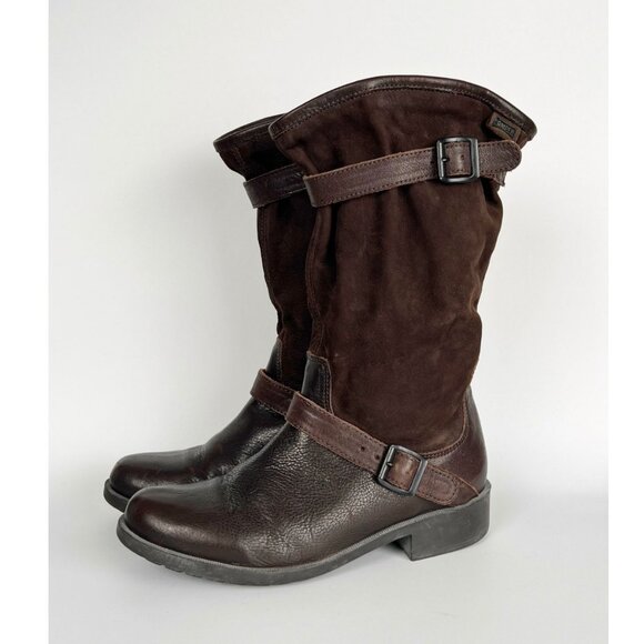 Camper Leather Suede Moto Western Winter Tall Boots Boho Slouchy Relaxed Field - Picture 2 of 10